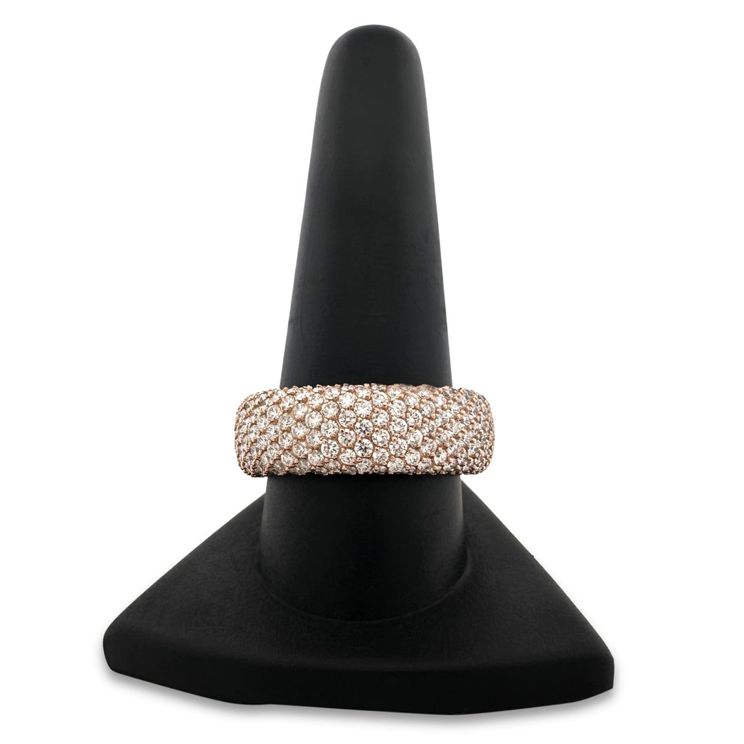 6.60ctw Round Brilliant Natural Diamond Pavé Eternity Band in 18k Rose Gold