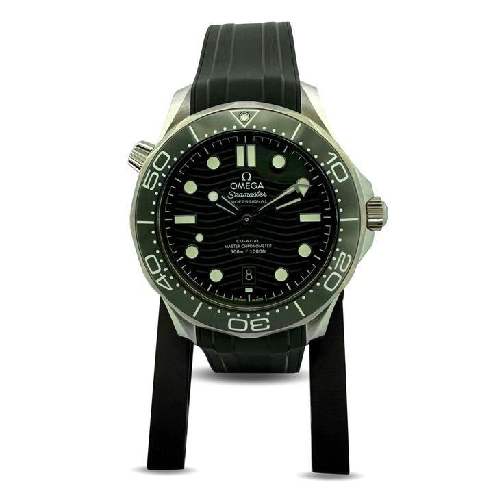2024 Omega Seamaster 42mm Stainless Steel Rubber Strap Watch in Green with Box & Papers