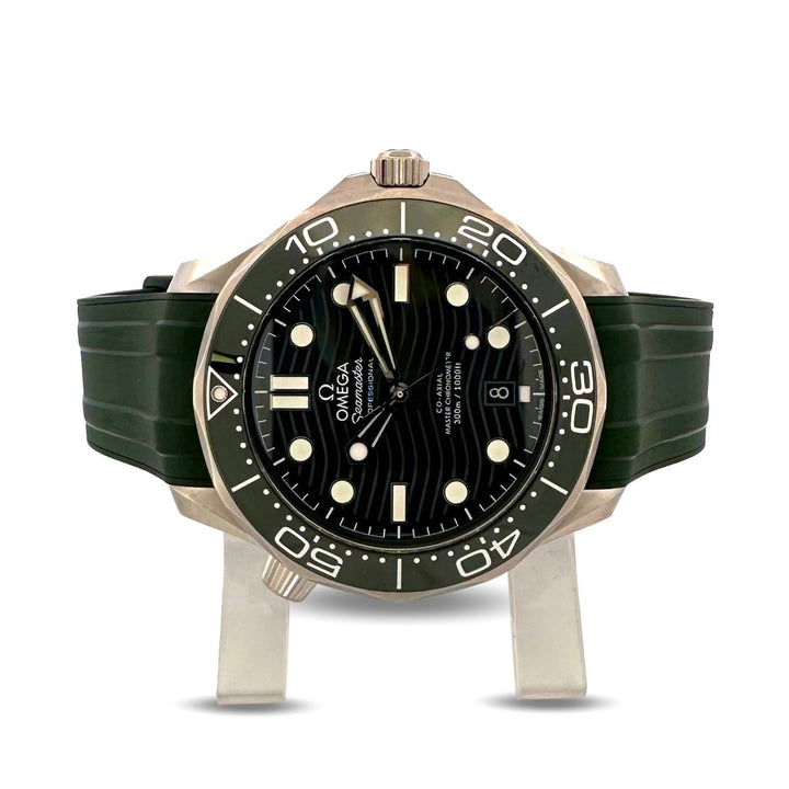 2024 Omega Seamaster 42mm Stainless Steel Rubber Strap Watch in Green with Box & Papers