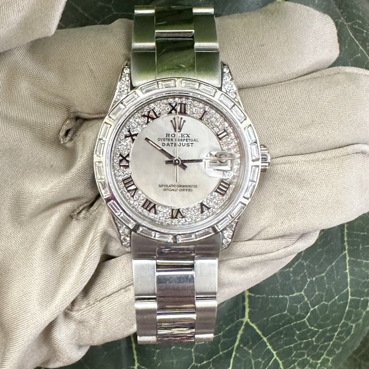 1983 Rolex Datejust 36mm Stainless Steel Oyster Bracelet Watch with Aftermarket Diamonds