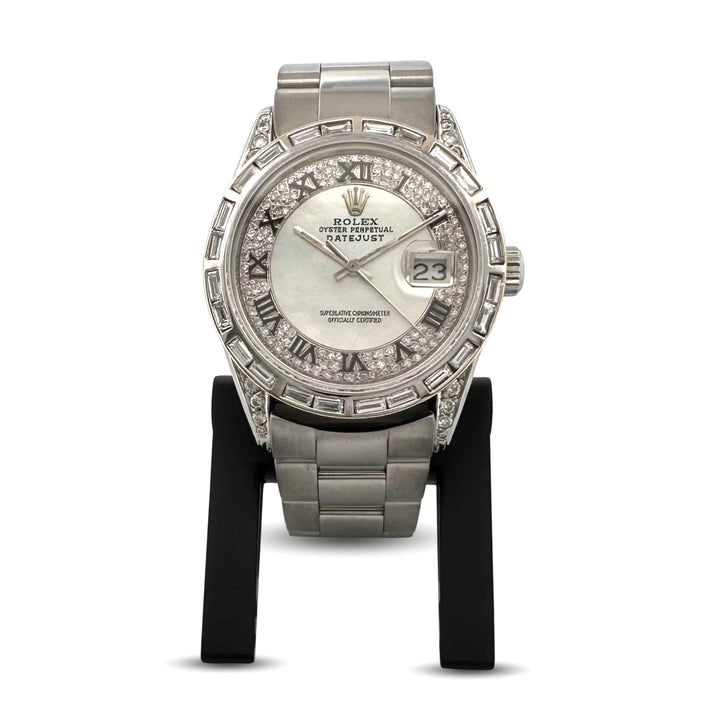 1983 Rolex Datejust 36mm Stainless Steel Oyster Bracelet Watch with Aftermarket Diamonds