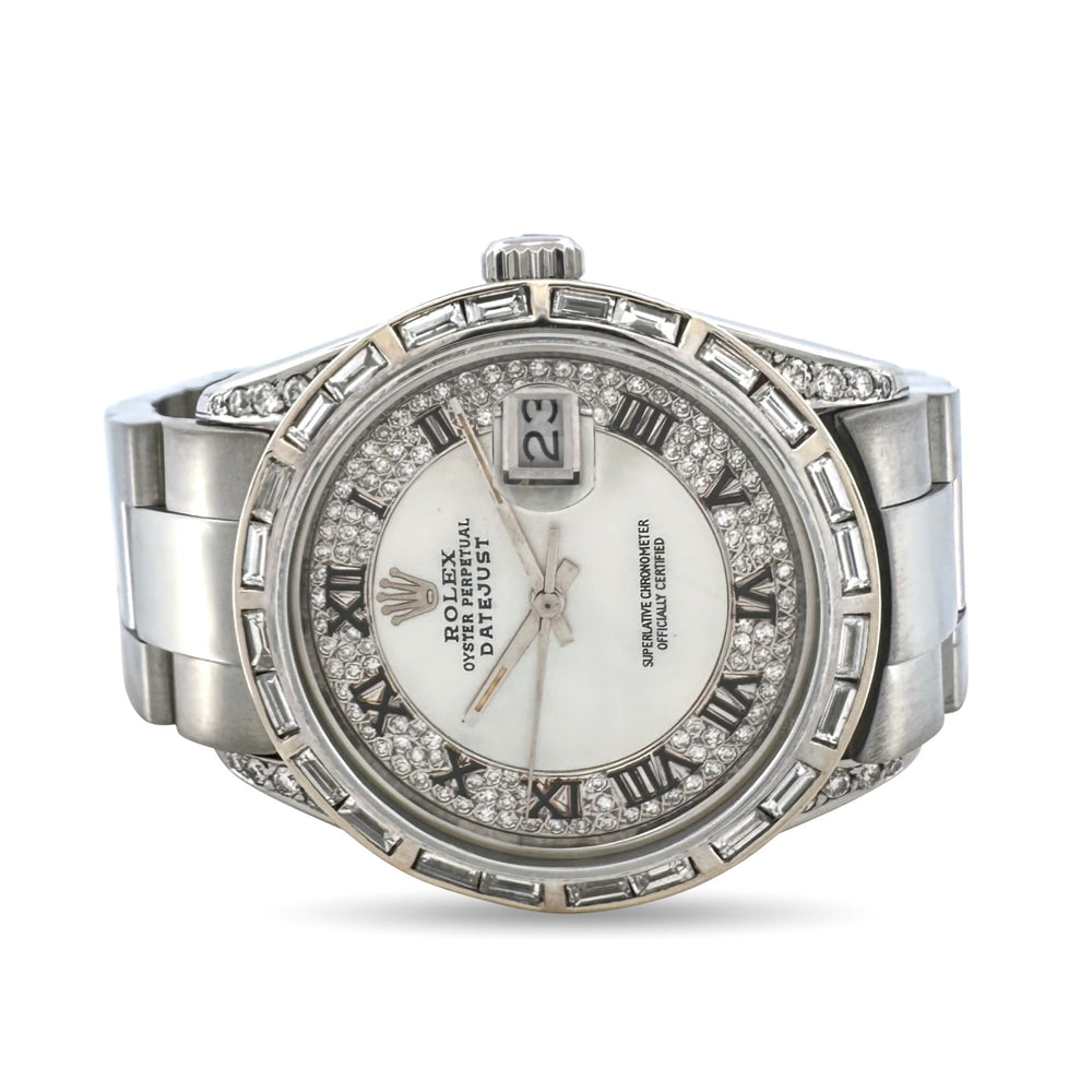 1983 Rolex Datejust 36mm Stainless Steel Oyster Bracelet Watch with Aftermarket Diamonds