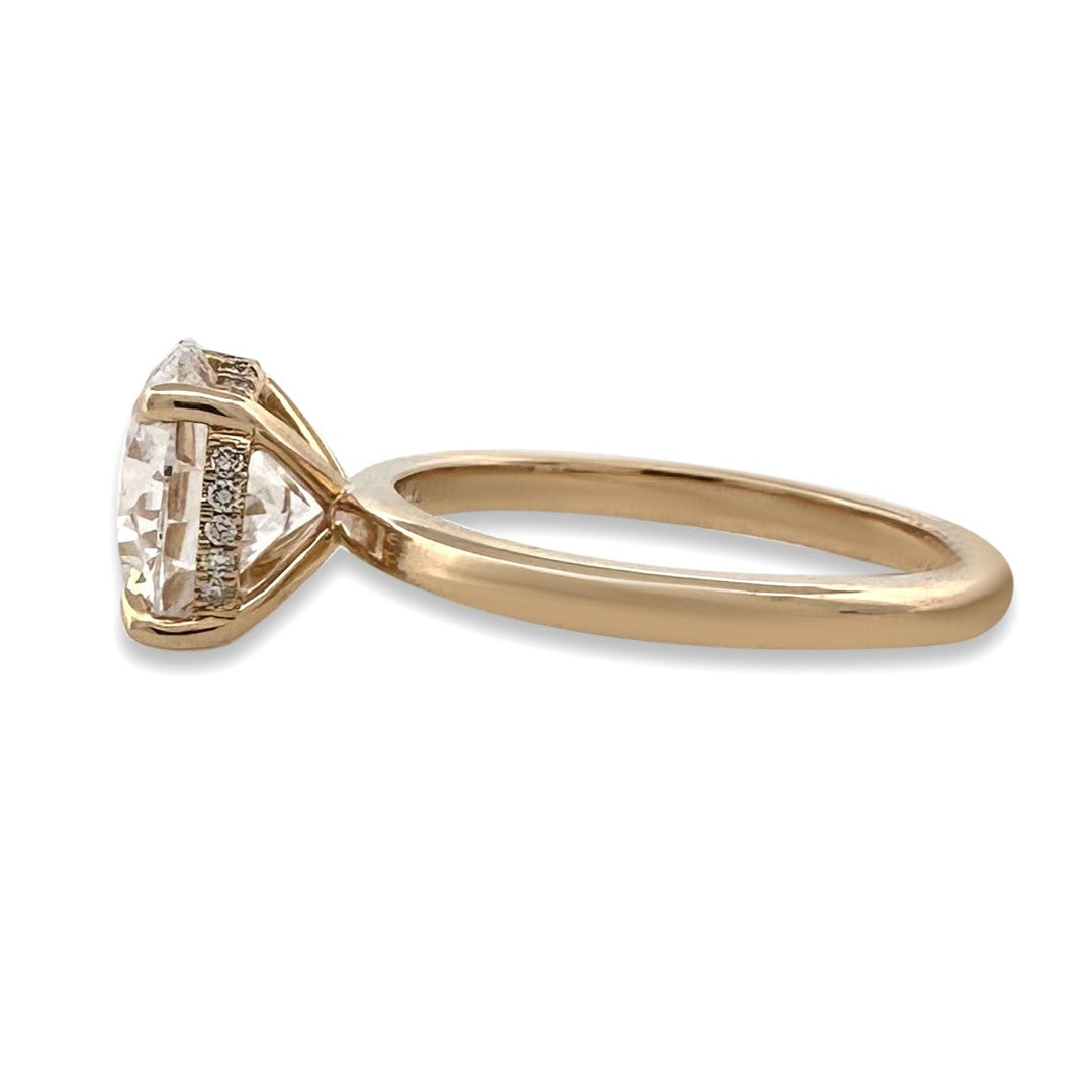 IGI Graded 3.09ct Round Brilliant Center with Hidden Halo Lab-Grown Diamond Engagement Ring in 14k Gold