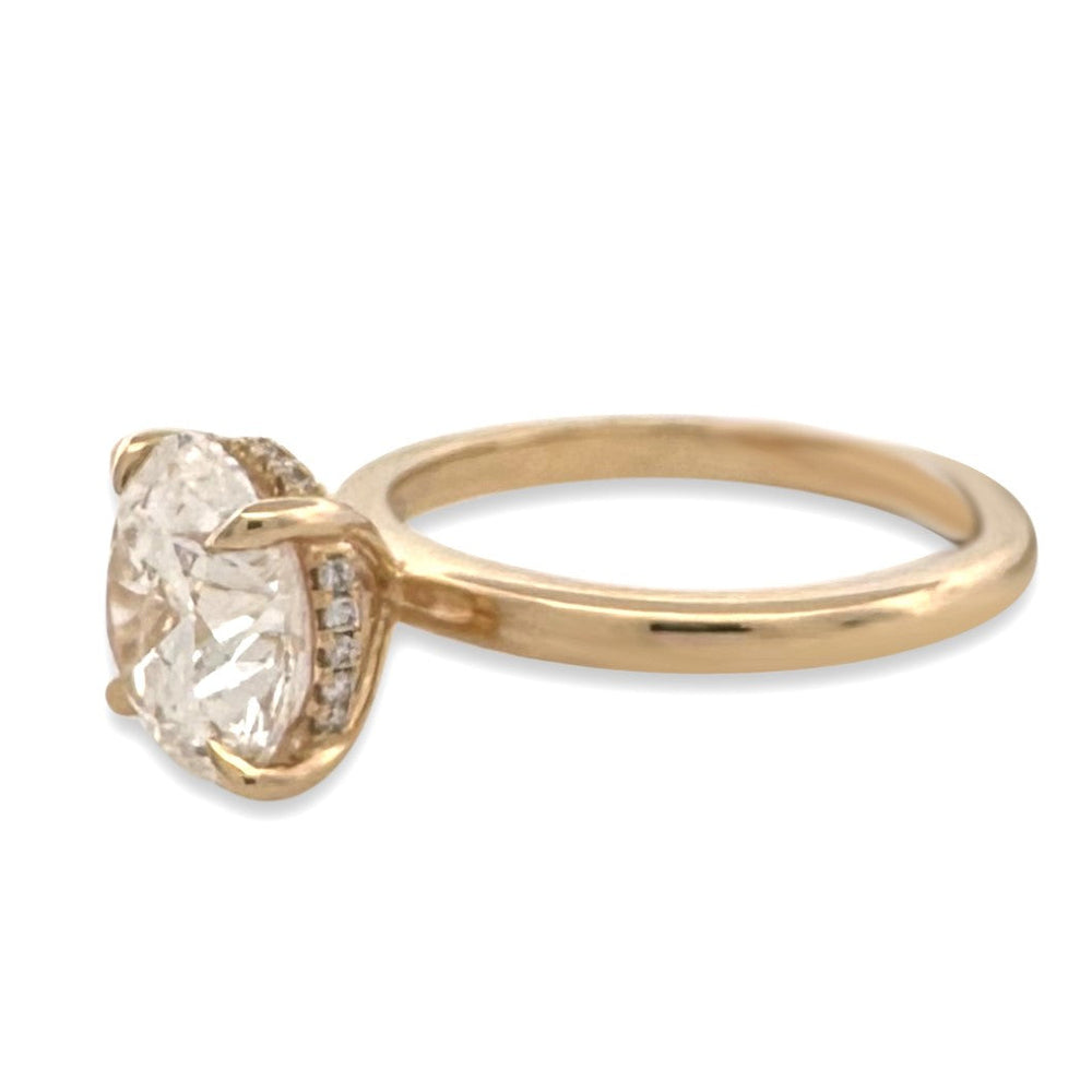 IGI Graded 3.09ct Round Brilliant Center with Hidden Halo Lab-Grown Diamond Engagement Ring in 14k Gold