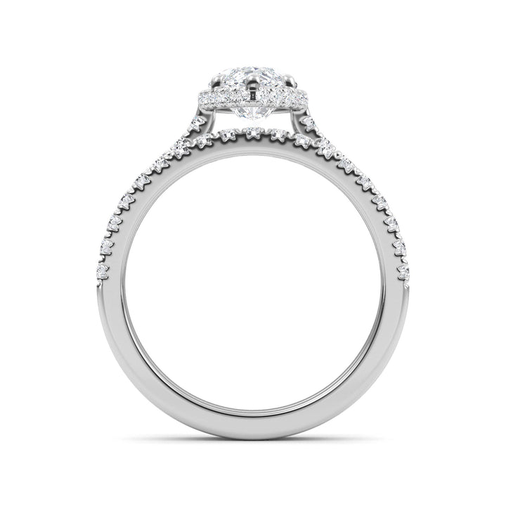IGI Graded 1.52ct Marquise with Round Brilliant Lab-Grown Diamond Hidden Halo Engagement Ring in 14k White Gold