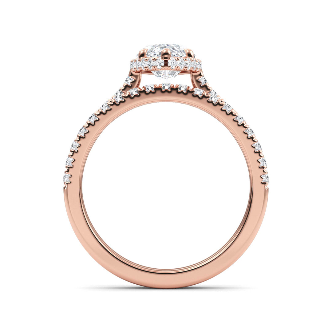 IGI Graded 1.52ct Marquise with Round Brilliant Lab-Grown Diamond Hidden Halo Engagement Ring in 14k Rose Gold
