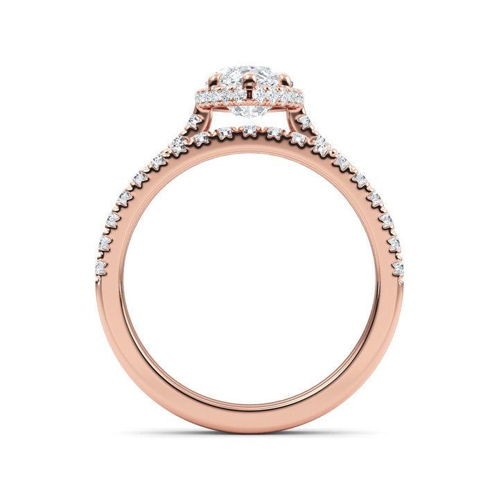 IGI Graded 1.52ct Marquise with Round Brilliant Lab-Grown Diamond Hidden Halo Engagement Ring in 14k Rose Gold