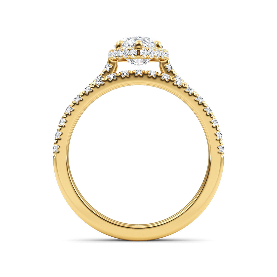 IGI Graded 1.52ct Marquise with Round Brilliant Lab-Grown Diamond Hidden Halo Engagement Ring in 14k Yellow Gold