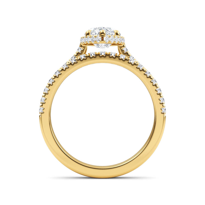 IGI Graded 1.52ct Marquise with Round Brilliant Lab-Grown Diamond Hidden Halo Engagement Ring in 14k Yellow Gold