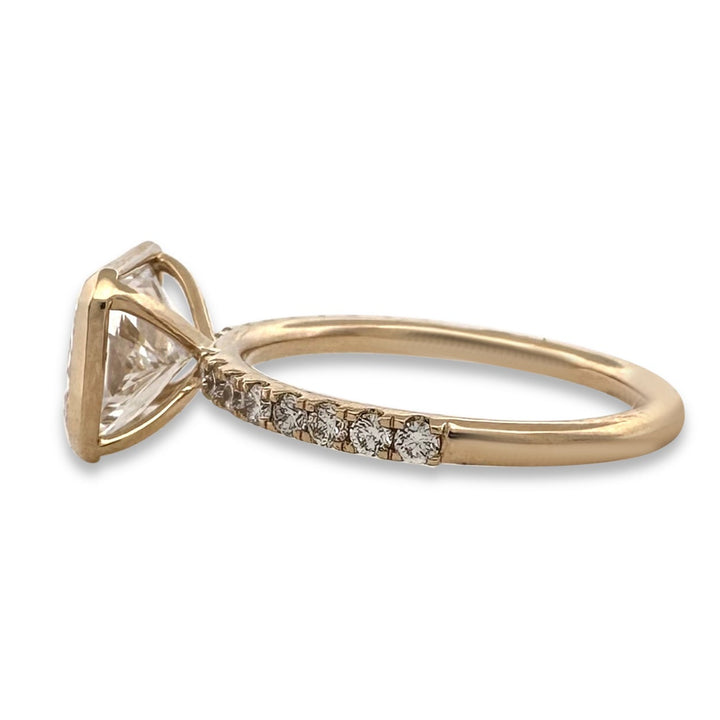 IGI Graded 3.01ct Radiant Cut Bezel-Set Center with Round Brilliant Lab-Grown Diamond Engagement Ring in 14k Yellow Gold