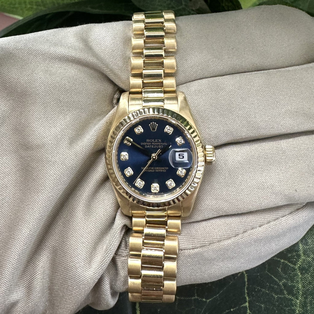 2007 Lady's Rolex Datejust "President" 26mm 18k Yellow Gold Watch