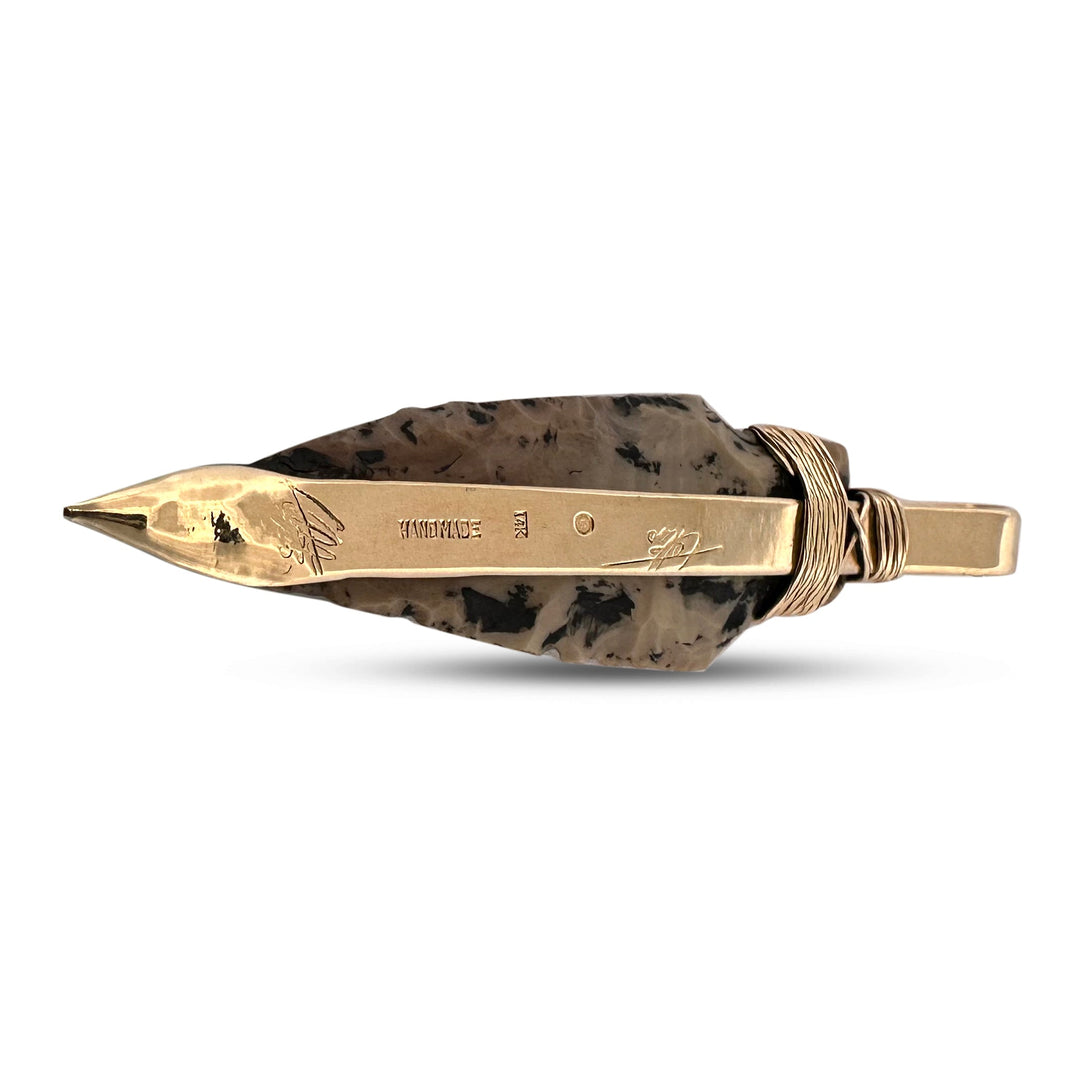 Stone Arrowhead Pendant in 14k Yellow Gold