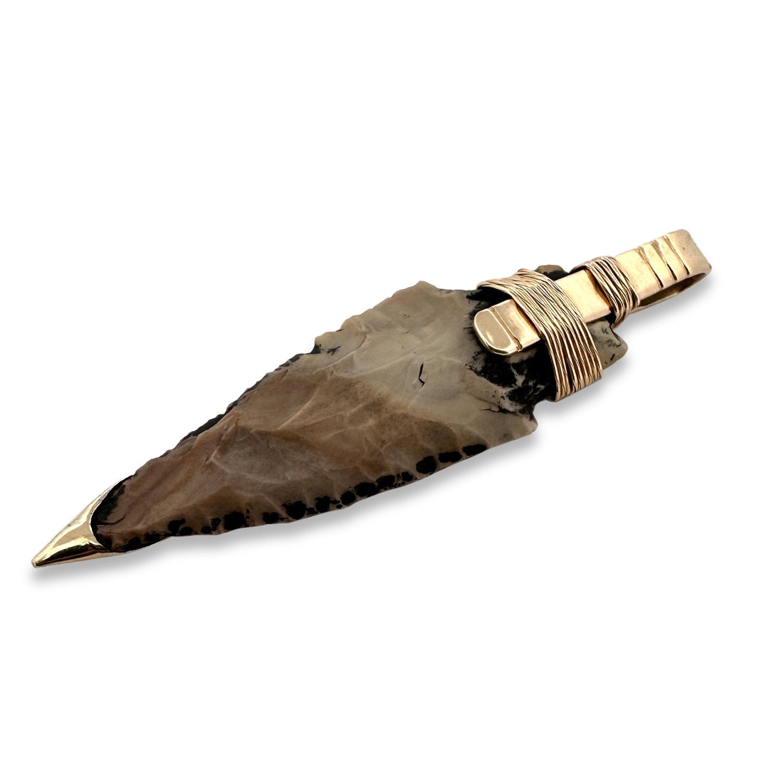 Stone Arrowhead Pendant in 14k Yellow Gold