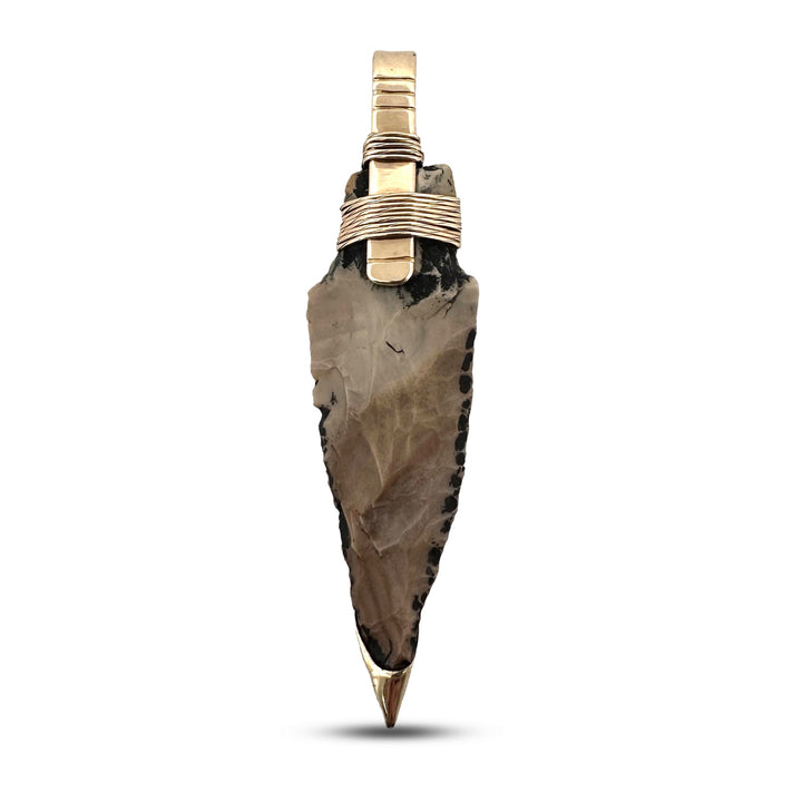 Stone Arrowhead Pendant in 14k Yellow Gold