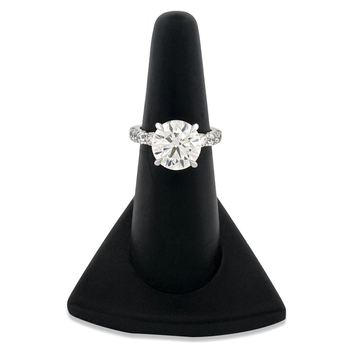 IGI Graded 5.13ct Round Brilliant Center Lab-Grown Diamond Hidden Halo Engagement Ring in 14k White Gold