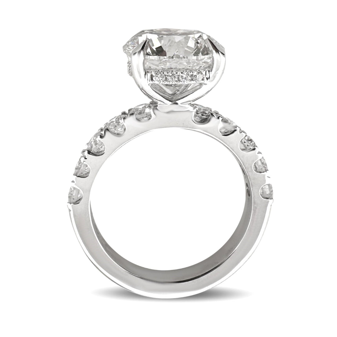 IGI Graded 5.13ct Round Brilliant Center Lab-Grown Diamond Hidden Halo Engagement Ring in 14k White Gold