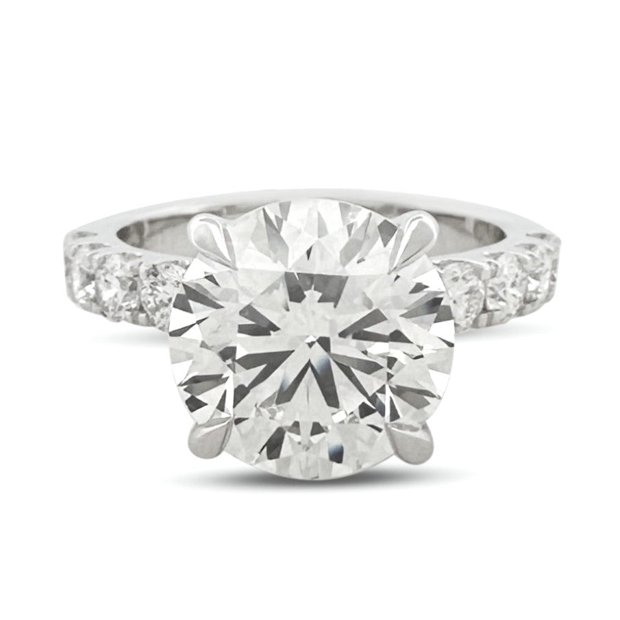 IGI Graded 5.13ct Round Brilliant Center Lab-Grown Diamond Hidden Halo Engagement Ring in 14k White Gold