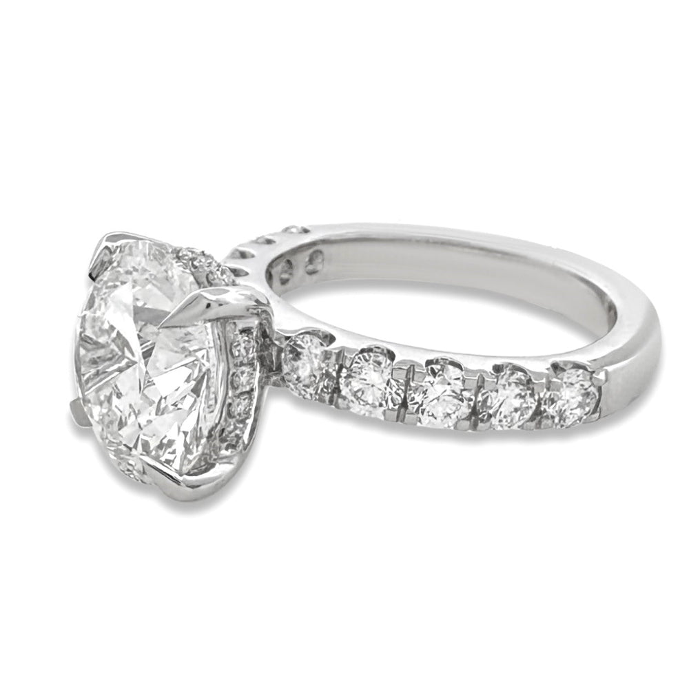 IGI Graded 5.13ct Round Brilliant Center Lab-Grown Diamond Hidden Halo Engagement Ring in 14k White Gold