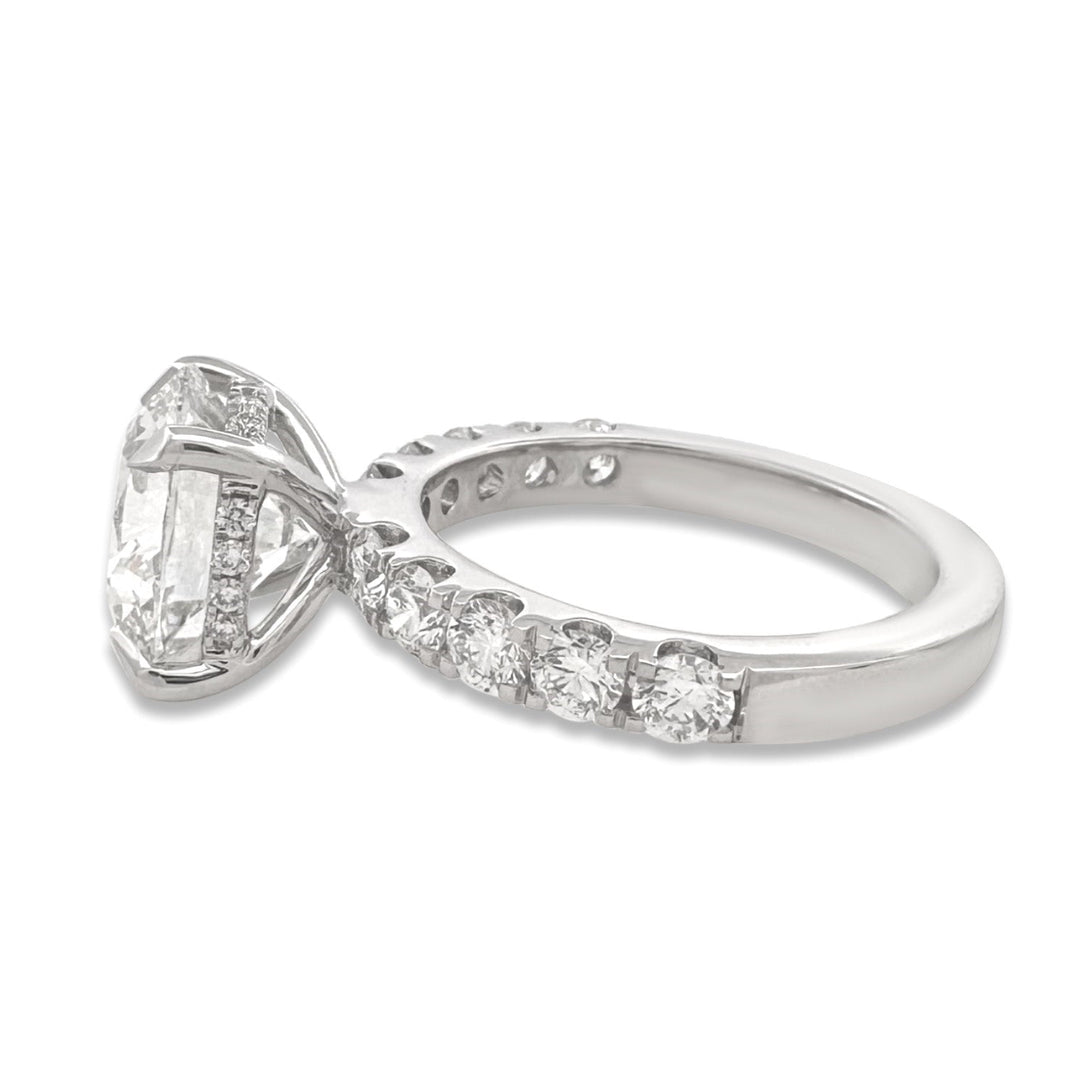 IGI Graded 5.13ct Round Brilliant Center Lab-Grown Diamond Hidden Halo Engagement Ring in 14k White Gold