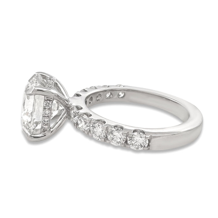 IGI Graded 5.13ct Round Brilliant Center Lab-Grown Diamond Hidden Halo Engagement Ring in 14k White Gold