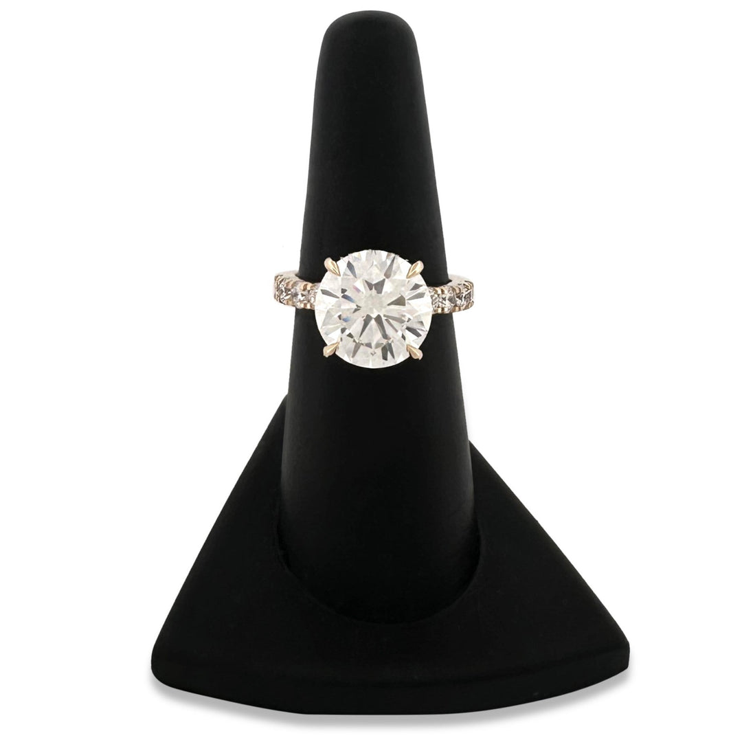 IGI Graded 5.06ct Round Brilliant Center Lab-Grown Diamond Hidden Halo Engagement Ring in 14k Yellow Gold
