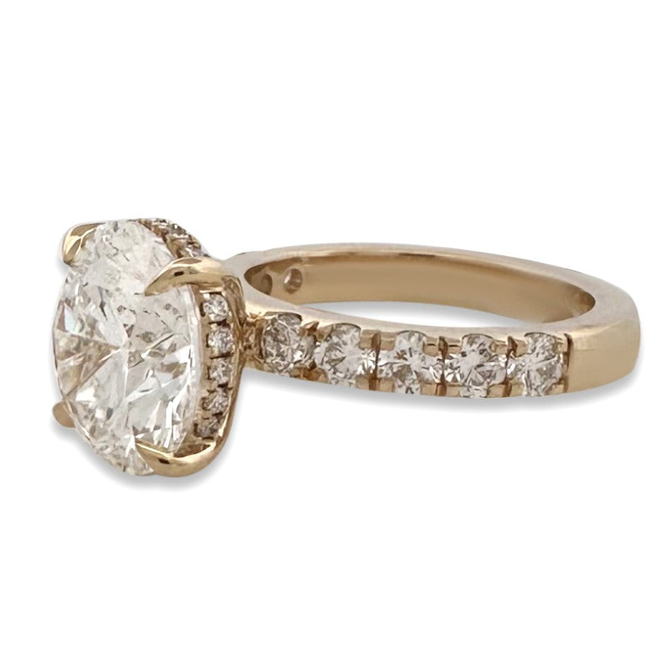 IGI Graded 5.06ct Round Brilliant Center Lab-Grown Diamond Hidden Halo Engagement Ring in 14k Yellow Gold