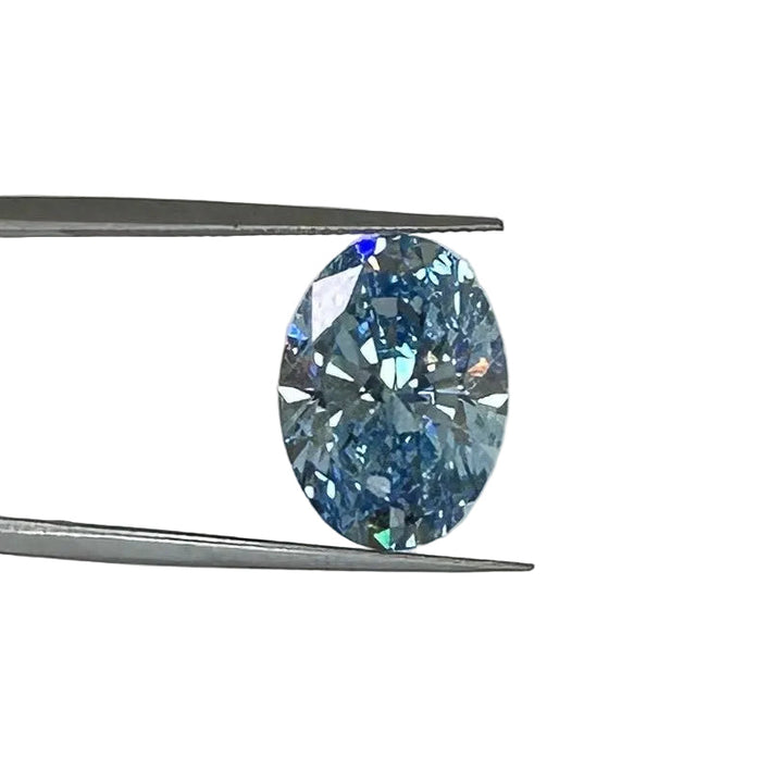 Loose IGI Graded 4.01ct Oval Brilliant Lab-Grown Diamond, Fancy Vivid Blue Color, VS2 Clarity