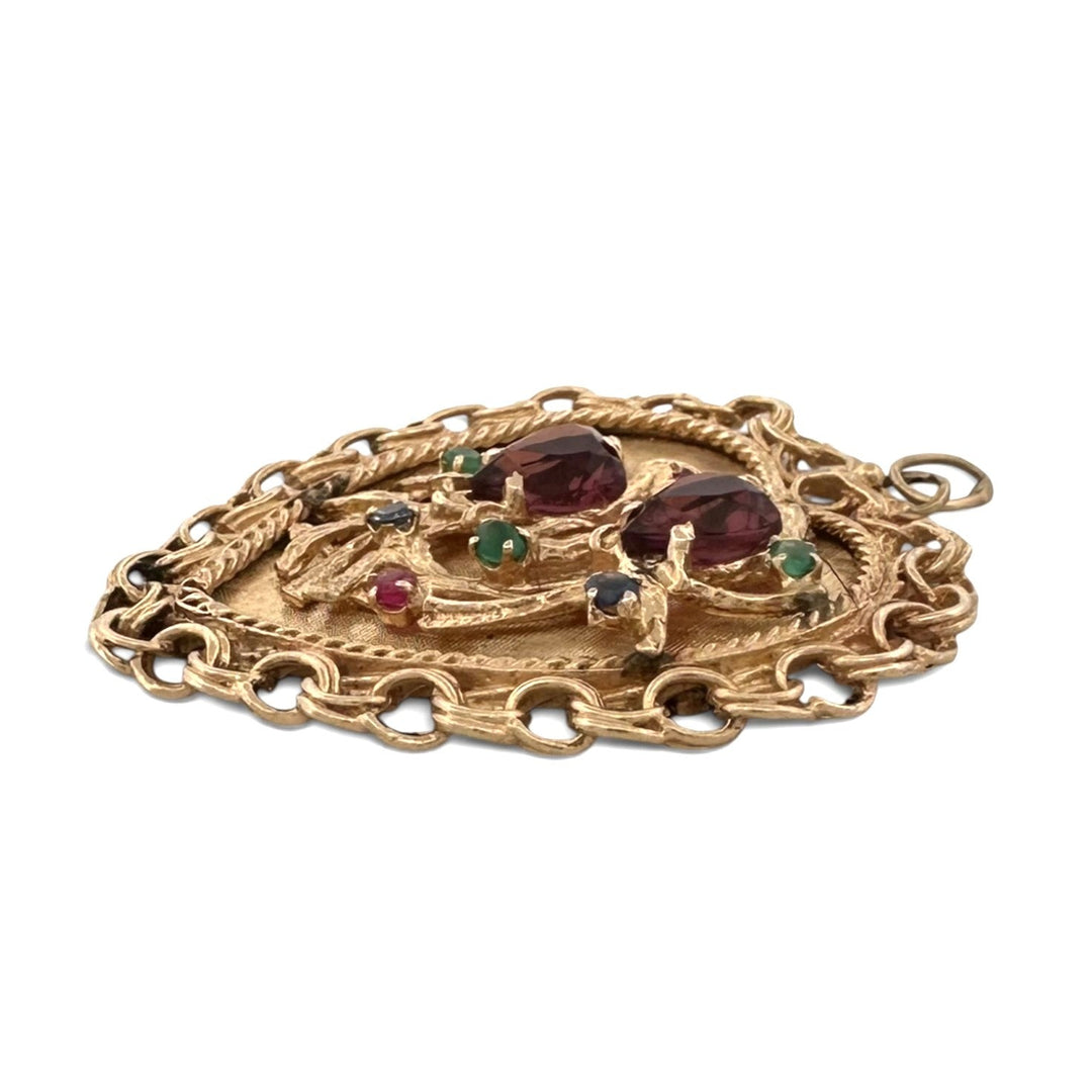 Vintage Lovebirds Charm Pendant in 14k Yellow Gold