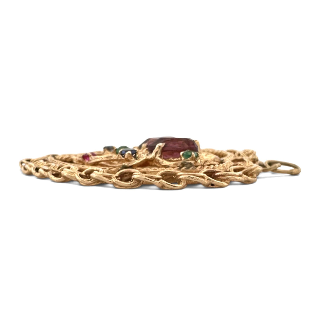 Vintage Lovebirds Charm Pendant in 14k Yellow Gold