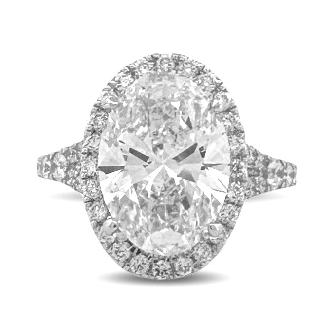 IGI Graded 4ct Oval & Round Brilliant Lab-Grown Diamond Double Halo Wedding Set in 14k White Gold