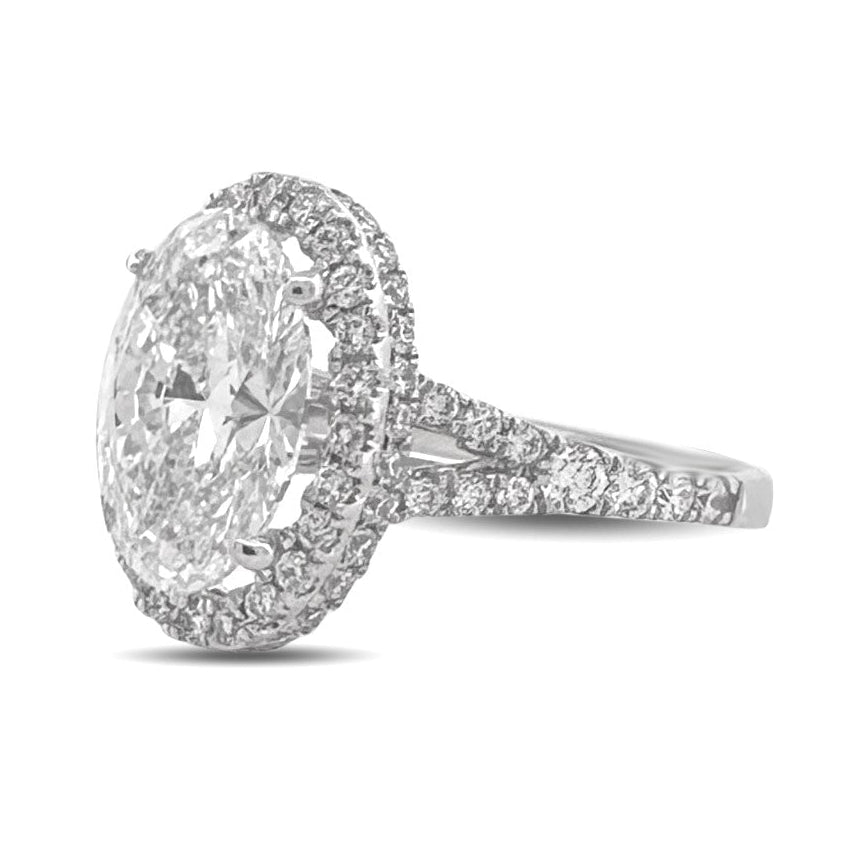 IGI Graded 4ct Oval & Round Brilliant Lab-Grown Diamond Double Halo Wedding Set in 14k White Gold