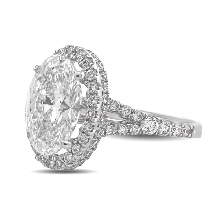 IGI Graded 4ct Oval & Round Brilliant Lab-Grown Diamond Double Halo Wedding Set in 14k White Gold