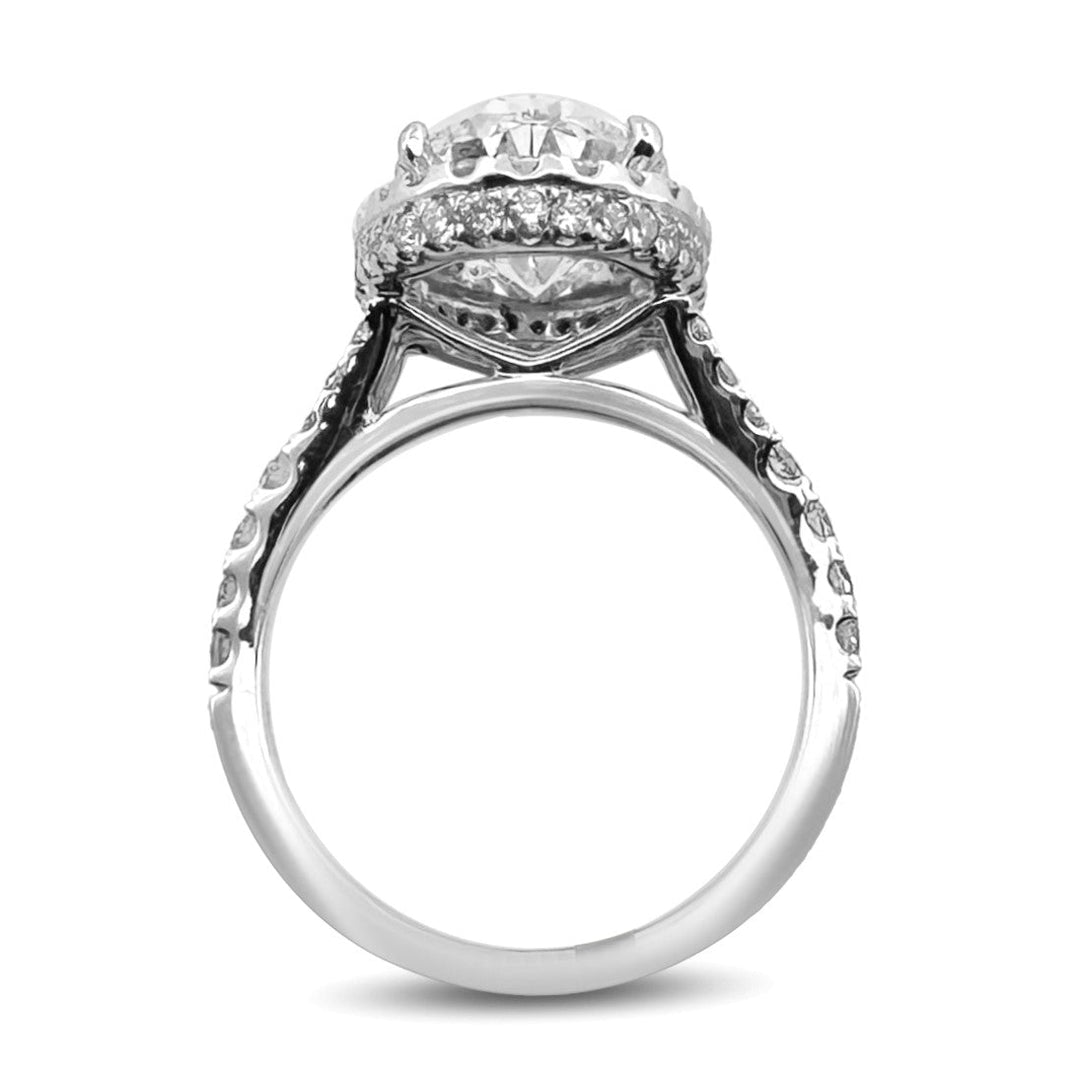 IGI Graded 4ct Oval & Round Brilliant Lab-Grown Diamond Double Halo Wedding Set in 14k White Gold