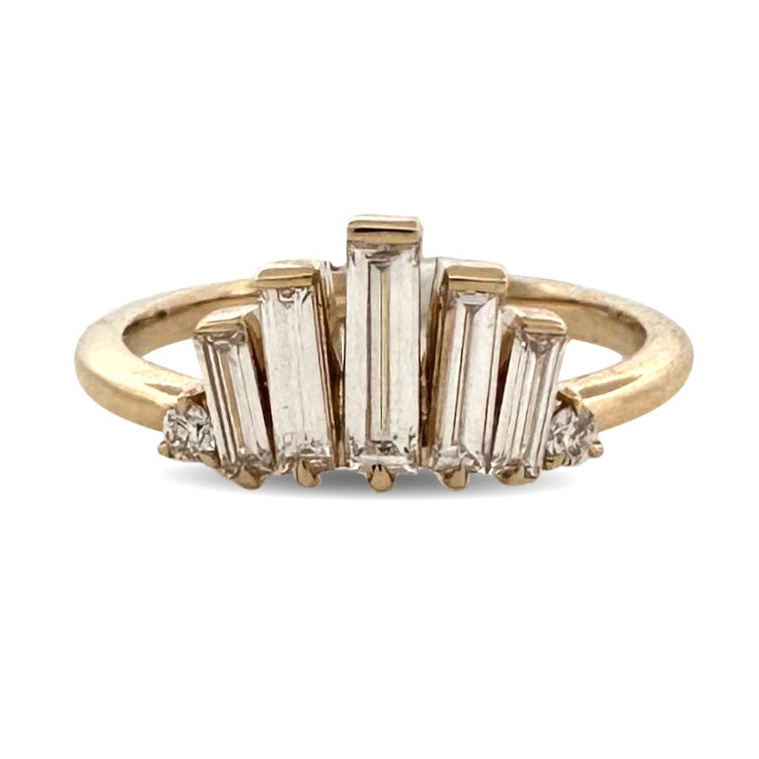 0.66ctw Baguette & Round Brilliant Cut Lab-Grown Diamond Tiara Band in 14k Yellow Gold