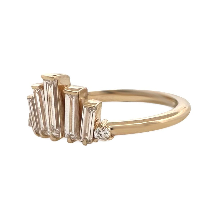 0.66ctw Baguette & Round Brilliant Cut Lab-Grown Diamond Tiara Band in 14k Yellow Gold