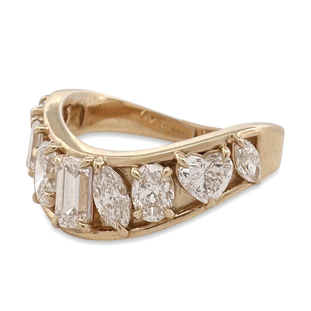 1.68ctw Multi-Cut Lab-Grown Diamond Curved Band in 14k Yellow Gold