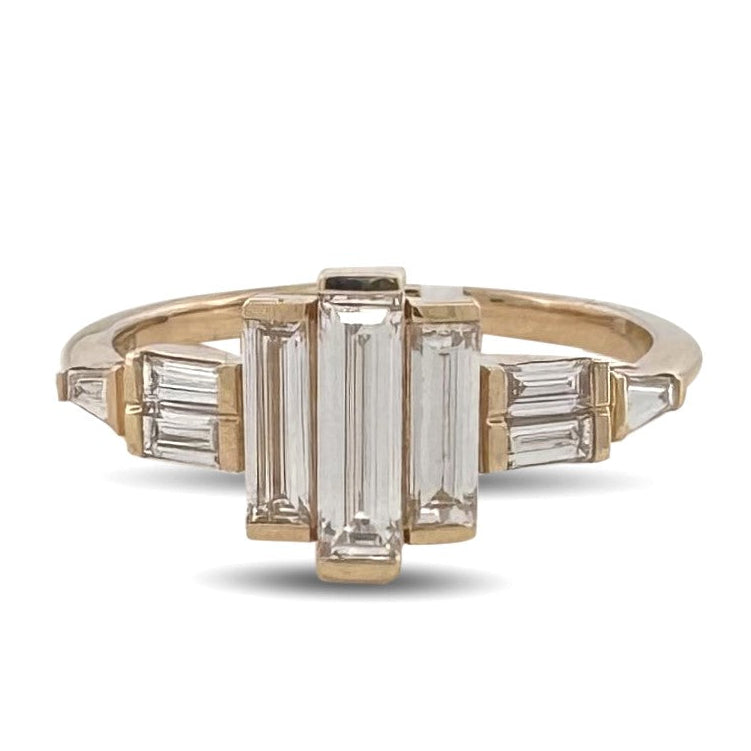 0.99ctw Baguette Cut Lab-Grown Diamond Cocktail Ring in 14k Yellow Gold