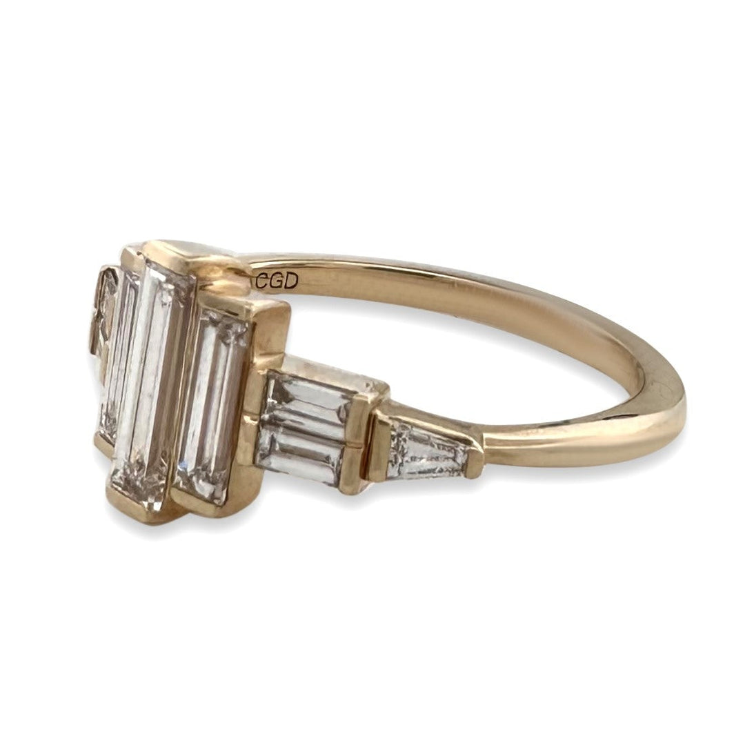 0.99ctw Baguette Cut Lab-Grown Diamond Cocktail Ring in 14k Yellow Gold
