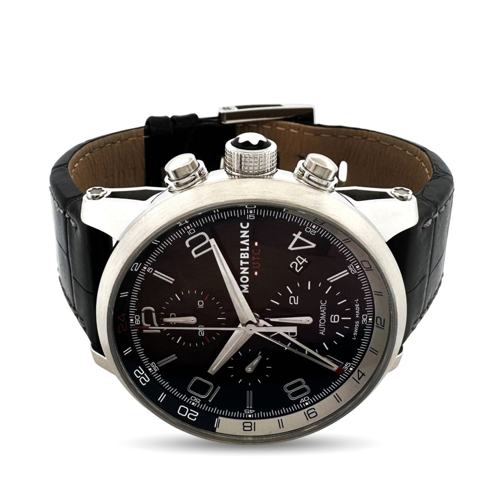 Montblanc TimeWalker UTC 43mm Stainless Steel Leather Strap Watch with Box