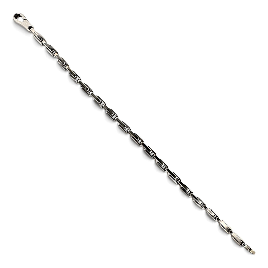 8 Inch Rectangular Box Link Bracelet in Solid 14k White Gold