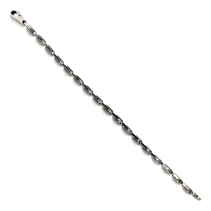 8 Inch Rectangular Box Link Bracelet in Solid 14k White Gold