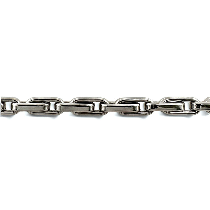 8 Inch Rectangular Box Link Bracelet in Solid 14k White Gold