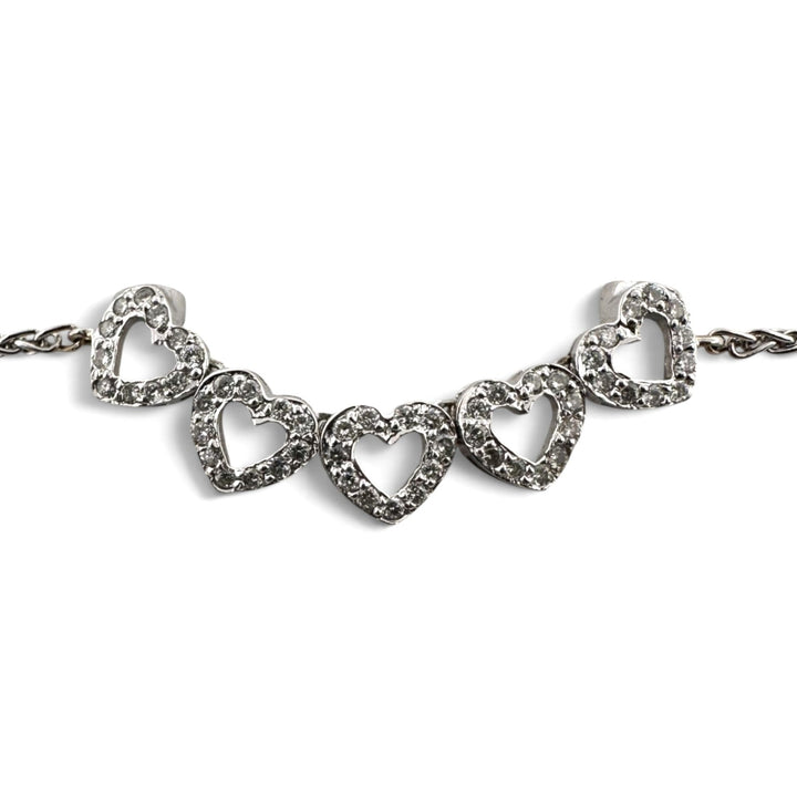 0.50ctw Round Brilliant Natural Diamond Convertible Hearts Necklace in 14k White Gold