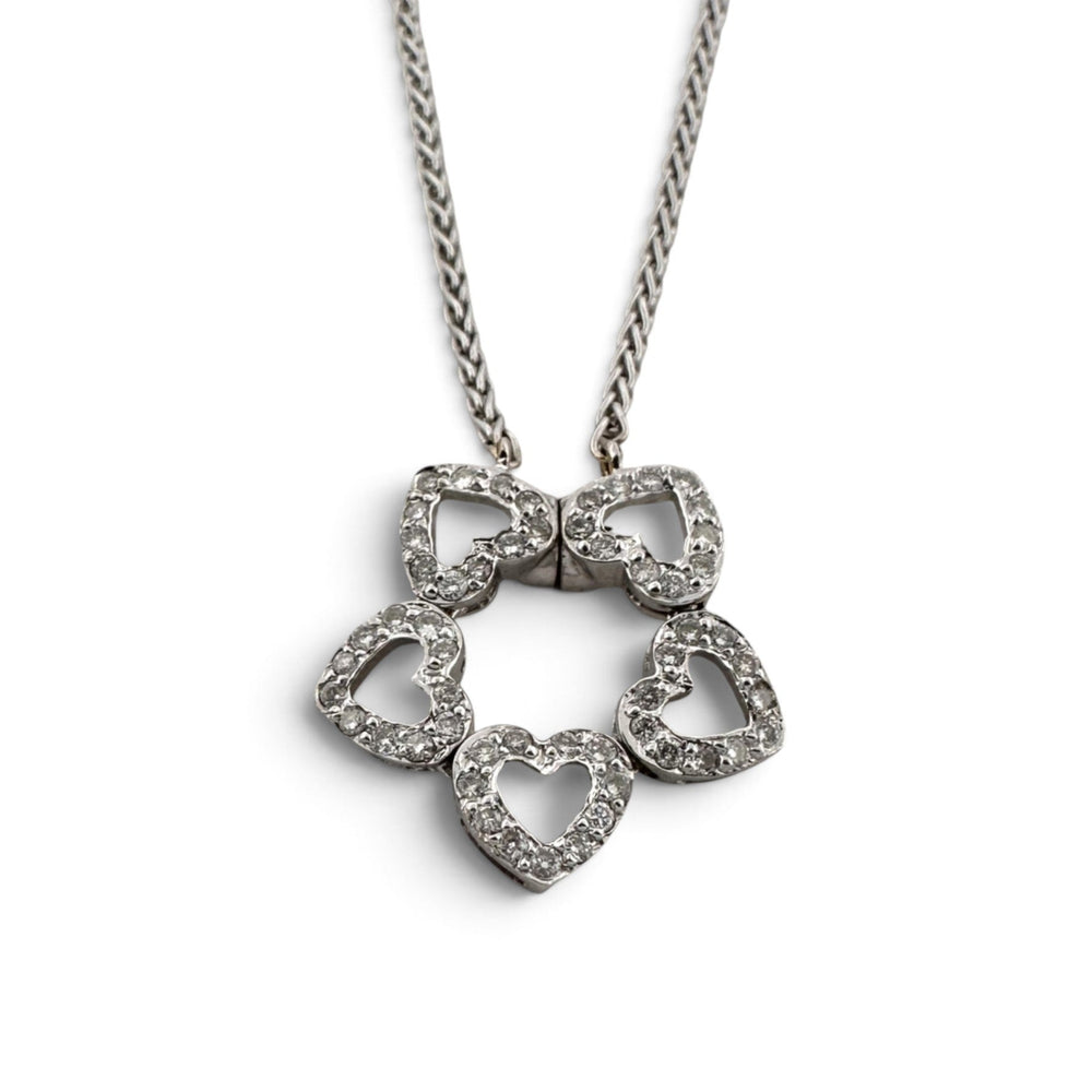 0.50ctw Round Brilliant Natural Diamond Convertible Hearts Necklace in 14k White Gold