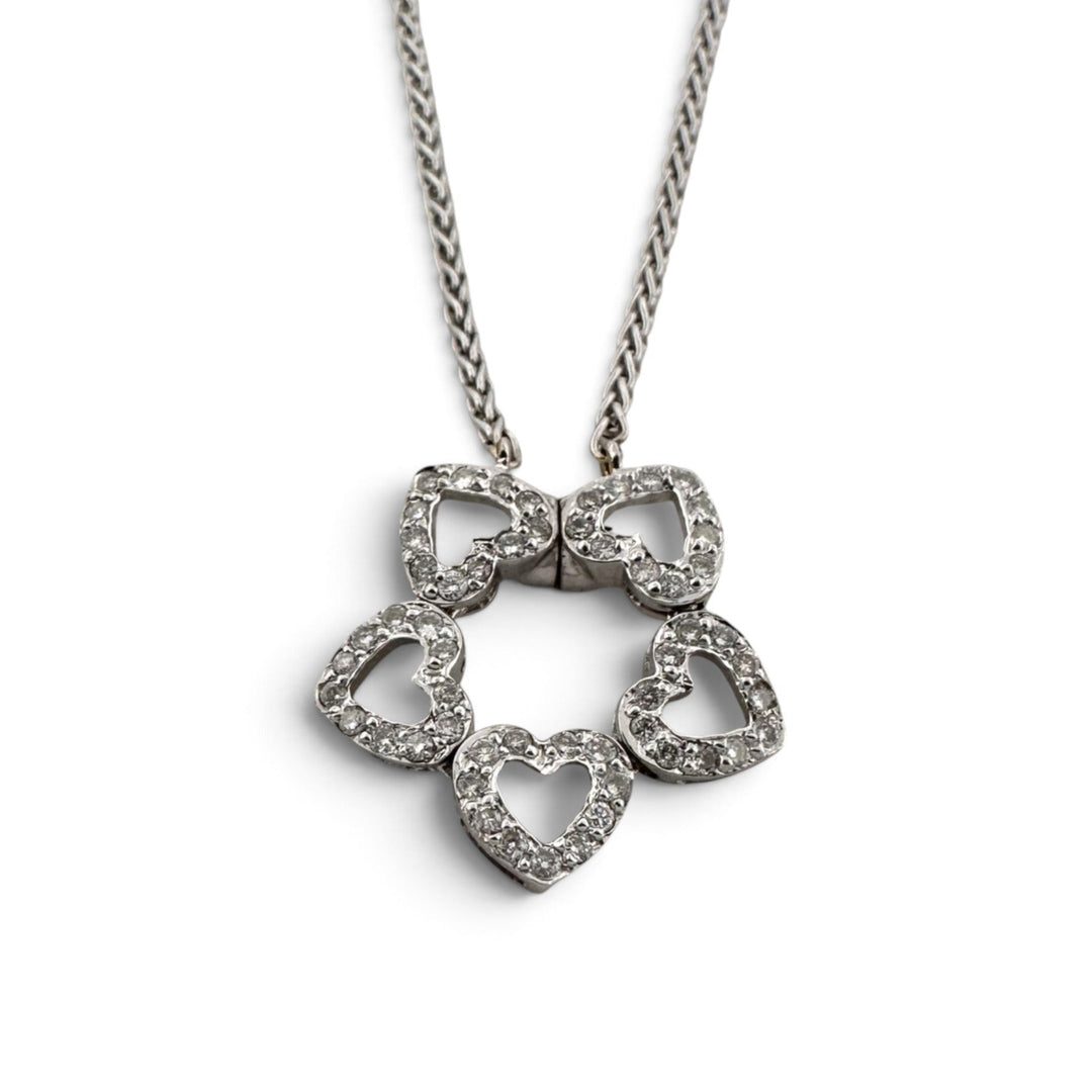 0.50ctw Round Brilliant Natural Diamond Convertible Hearts Necklace in 14k White Gold