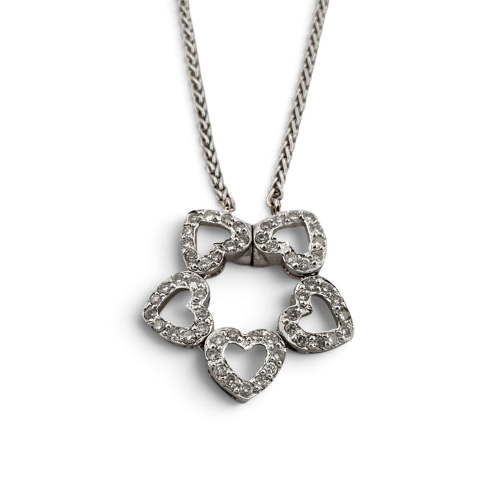 0.50ctw Round Brilliant Natural Diamond Convertible Hearts Necklace in 14k White Gold