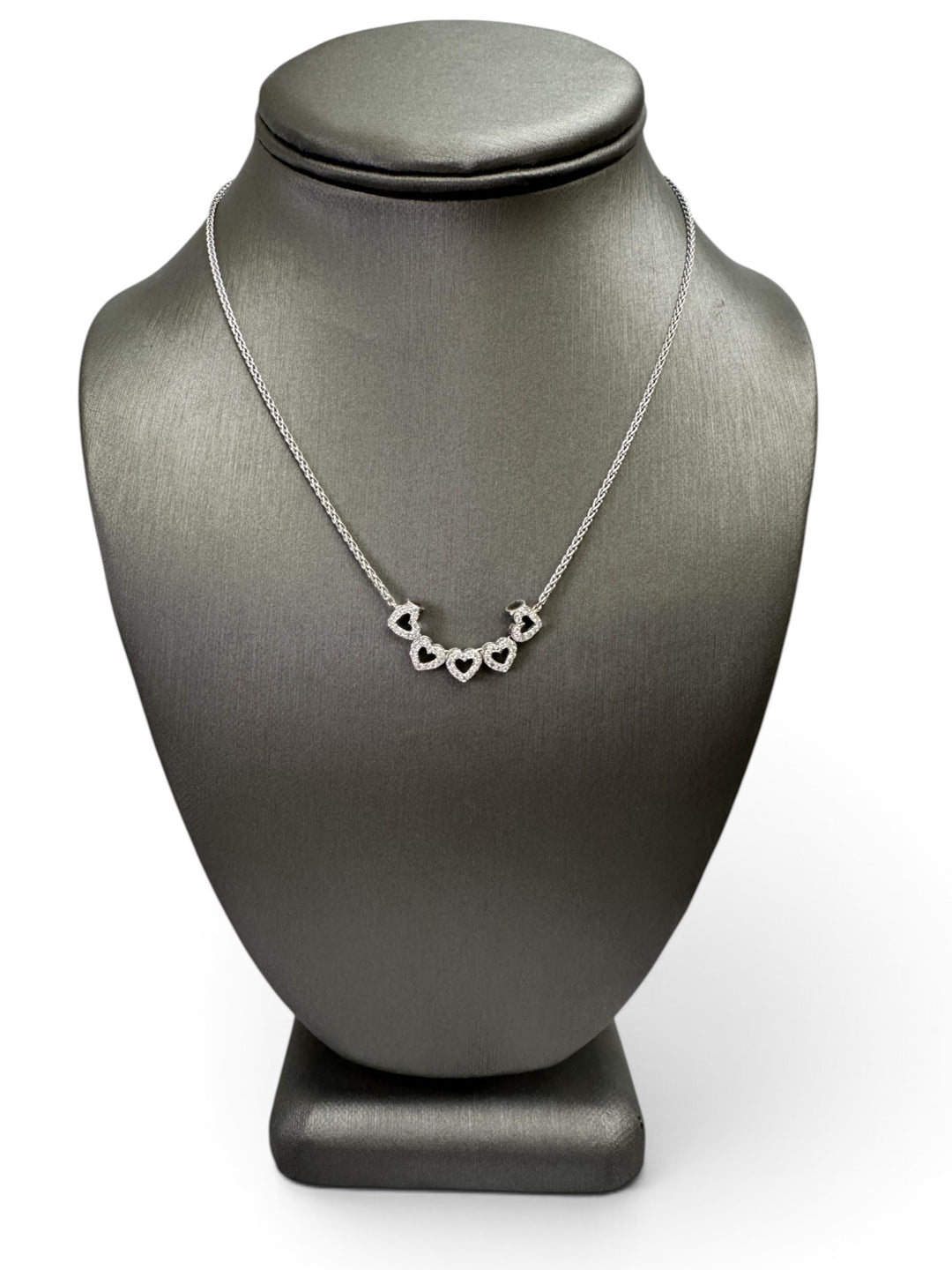 0.50ctw Round Brilliant Natural Diamond Convertible Hearts Necklace in 14k White Gold