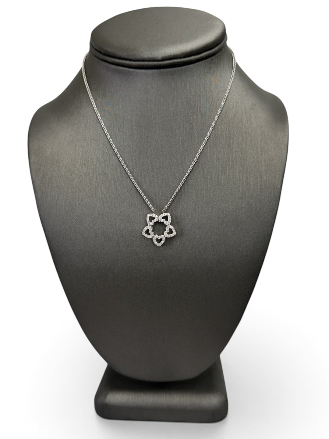 0.50ctw Round Brilliant Natural Diamond Convertible Hearts Necklace in 14k White Gold