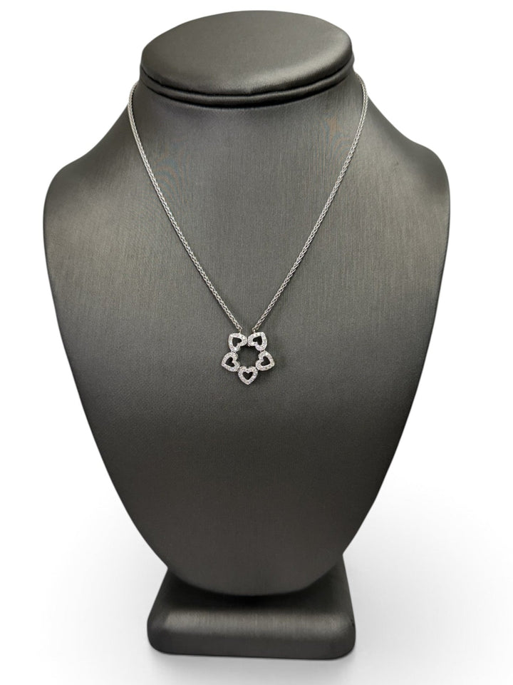 0.50ctw Round Brilliant Natural Diamond Convertible Hearts Necklace in 14k White Gold