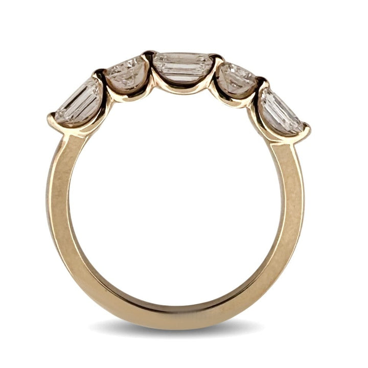 1.09ctw Alternating Emerald & Round Brilliant Lab-Grown Diamond Stackable Band in 14k Yellow Gold